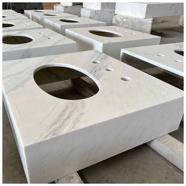 Eastern White Marble Single Oval Sink Vanity Countertops